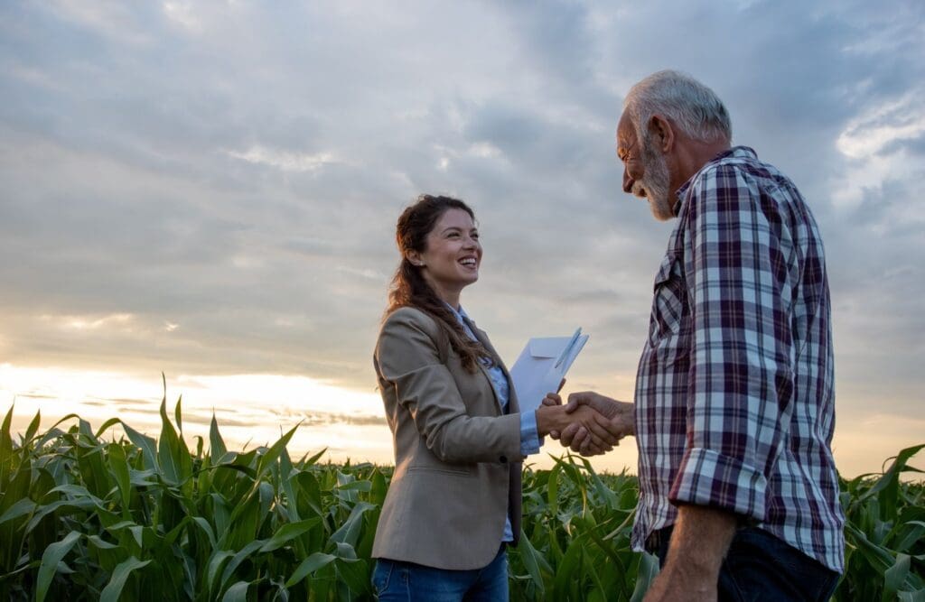 Farmer and Banker working together